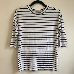 BCBGeneration Striped 3/4 Sleeve Top